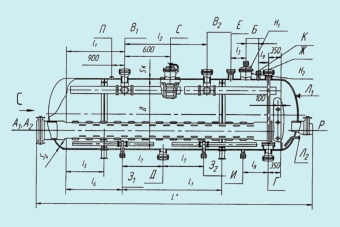 Чертеж Горизонтальный отстойник нефти ОГ